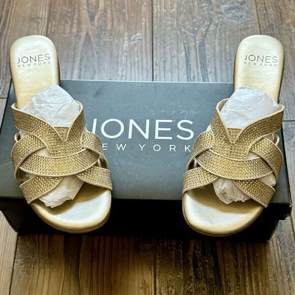 Jones New York Womens Enny Embellished  Slide Sandals Light Gold Size 7 New - Picture 4 of 5